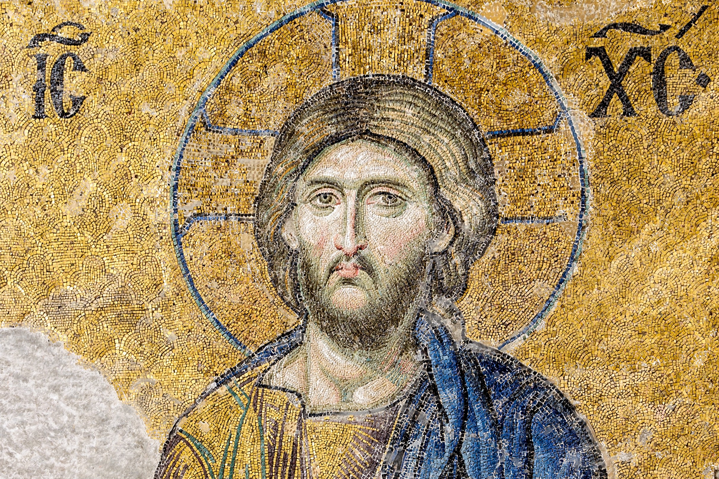 Deesis mosaic on the upper gallery of Hagia Sophia